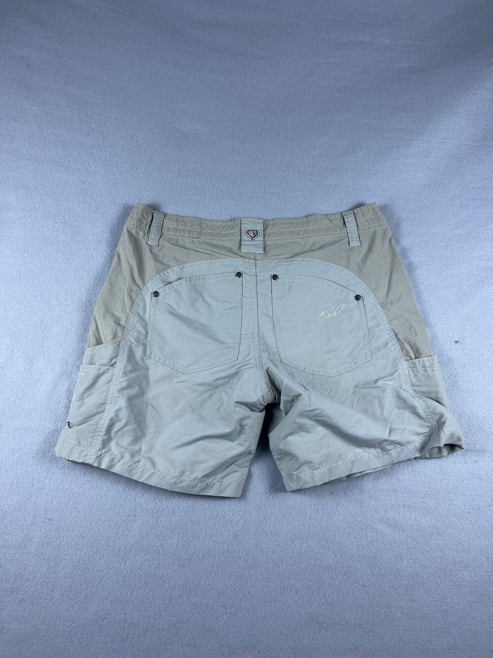 Kuhl Shorts Women Sz 6 Khaki Beige Hiking Casual Utility Cotton Nylon Blend